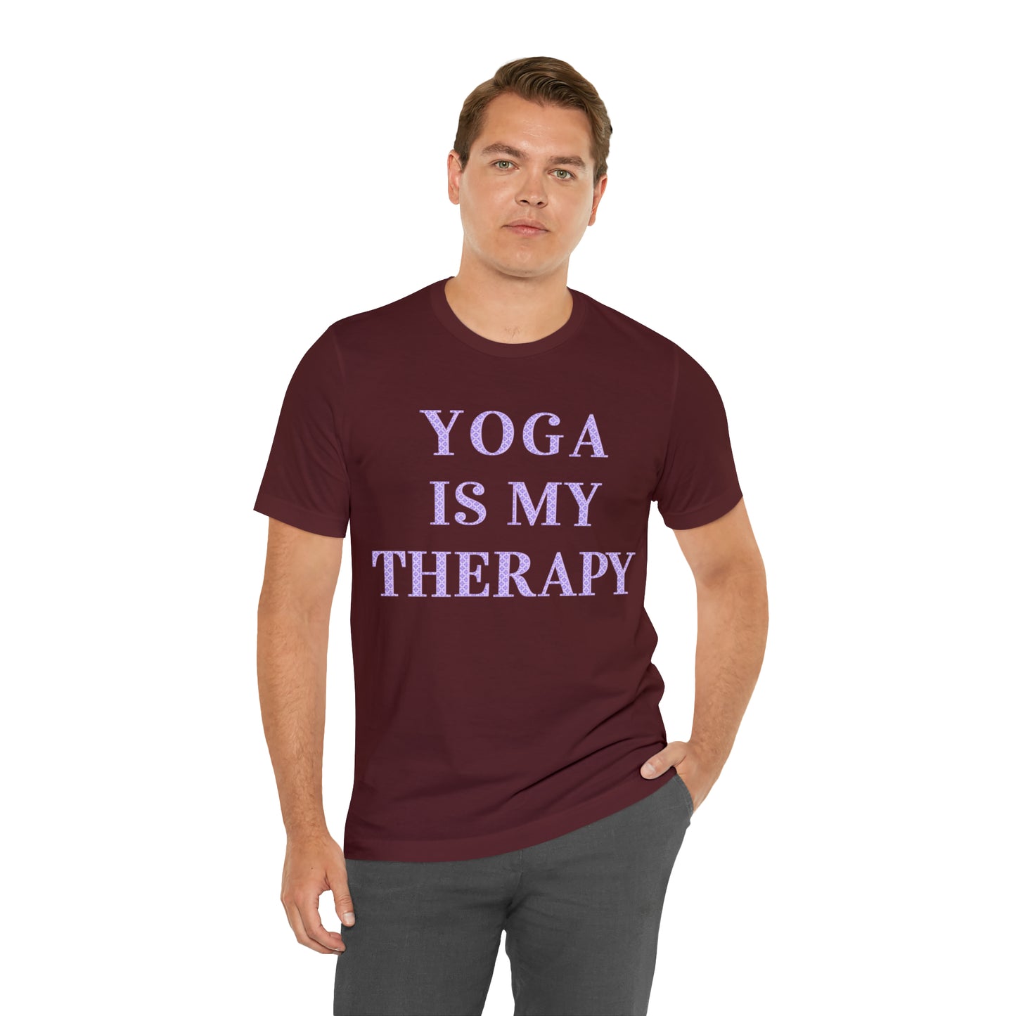 Yoga Is My Therapy- Adult, Regular Fit, Soft Cotton, Full Size Image, T-shirt