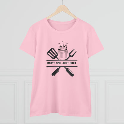 Hobby, Interests, Grilling, Don't Spill Just Grill, Family, Dad, Mom- Adult, Semi-fitted, T-shirt