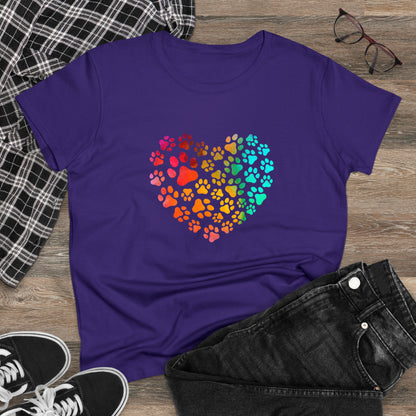 Art, Colorful, Love, Dog Paw- Adult, Semi-fitted, T-shirt
