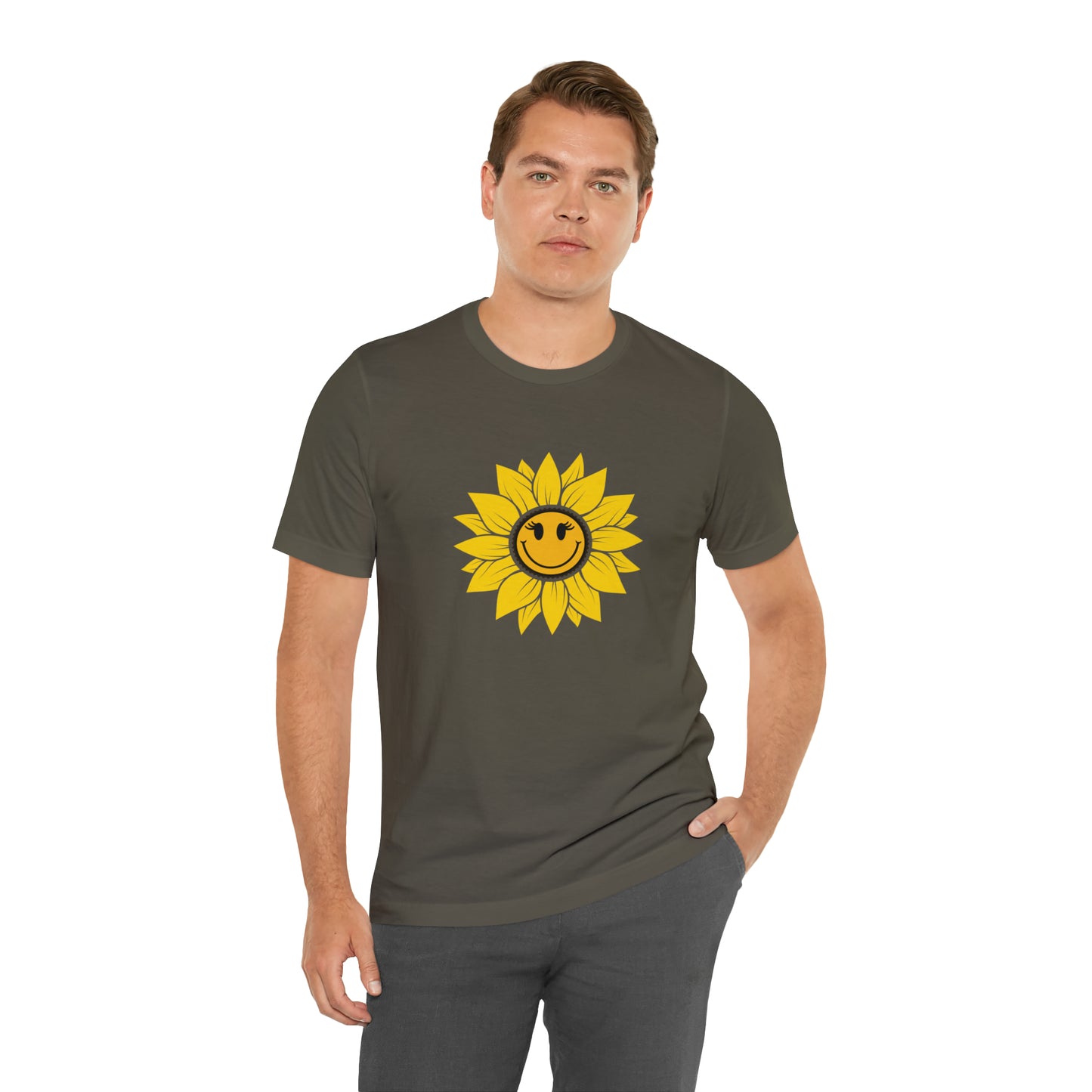 Positive, Sunflower, Nature, Gardens, Flowers, Garden- Adult, Regular Fit, Soft Cotton, T-shirt