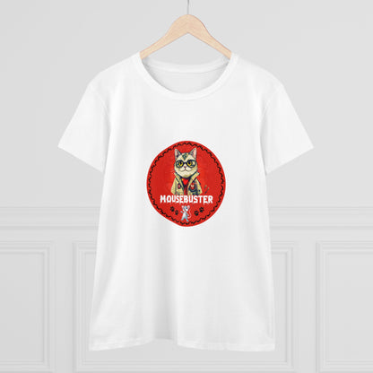 Animals, Cats, Mouse, Mousebuster, Funny, Holiday, Halloween- Adult, Semi-fitted, Smaller Size Image, T-shirt