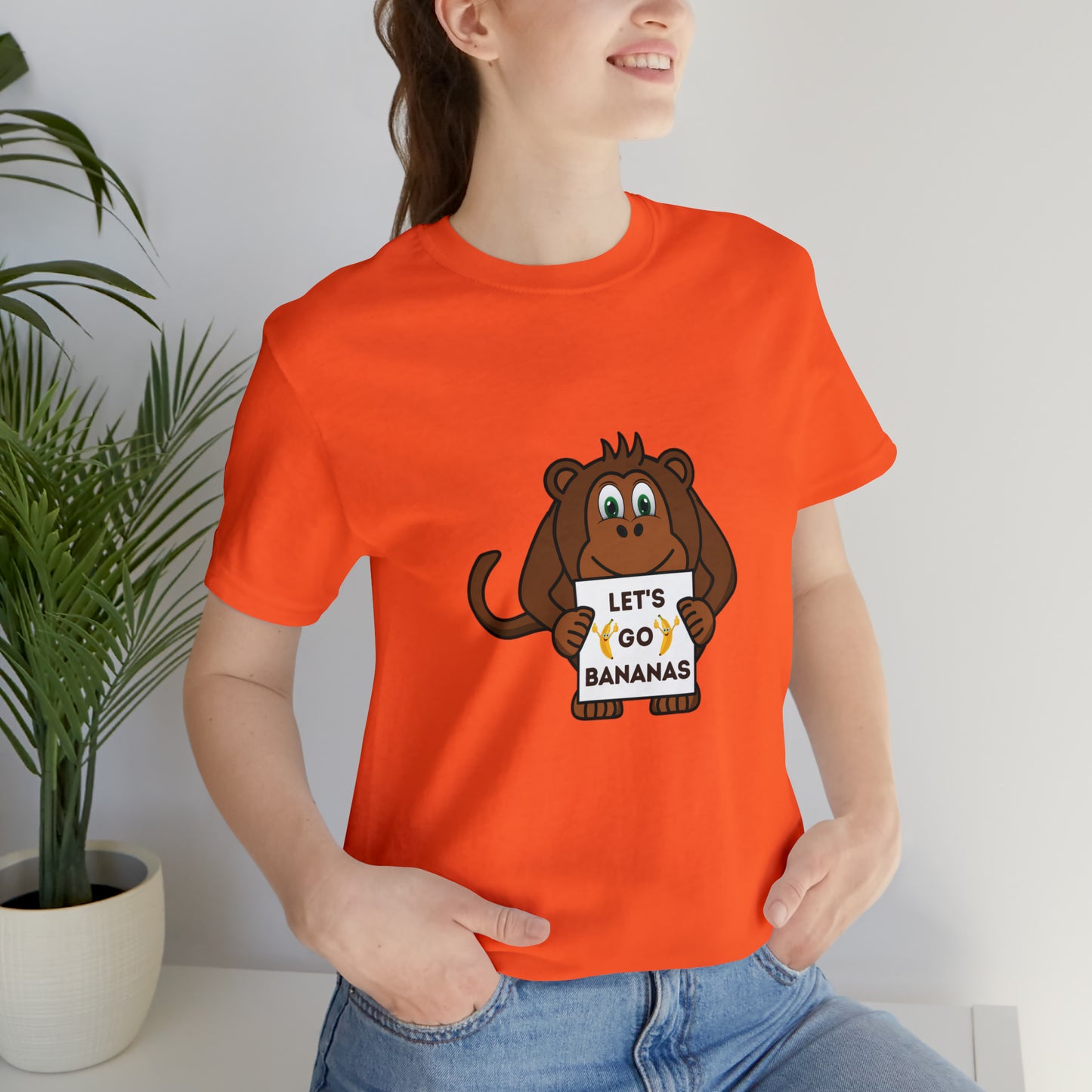 Monkey, Let's Go Bananas, Animals- Adult, Regular Fit, Soft Cotton, T-shirt