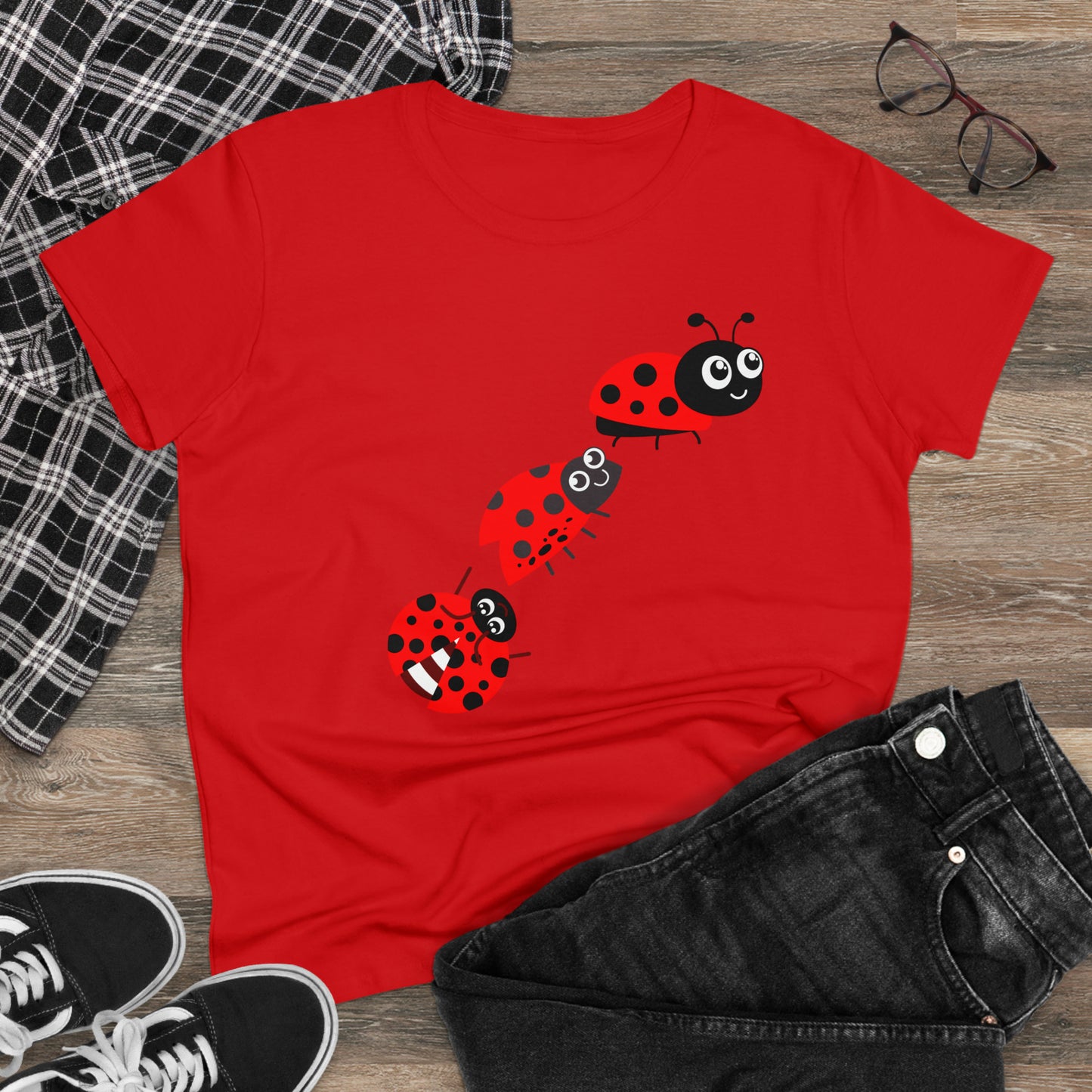 Ladybug Flower, Plants, Garden- Adult, Semi-fitted, T-shirt