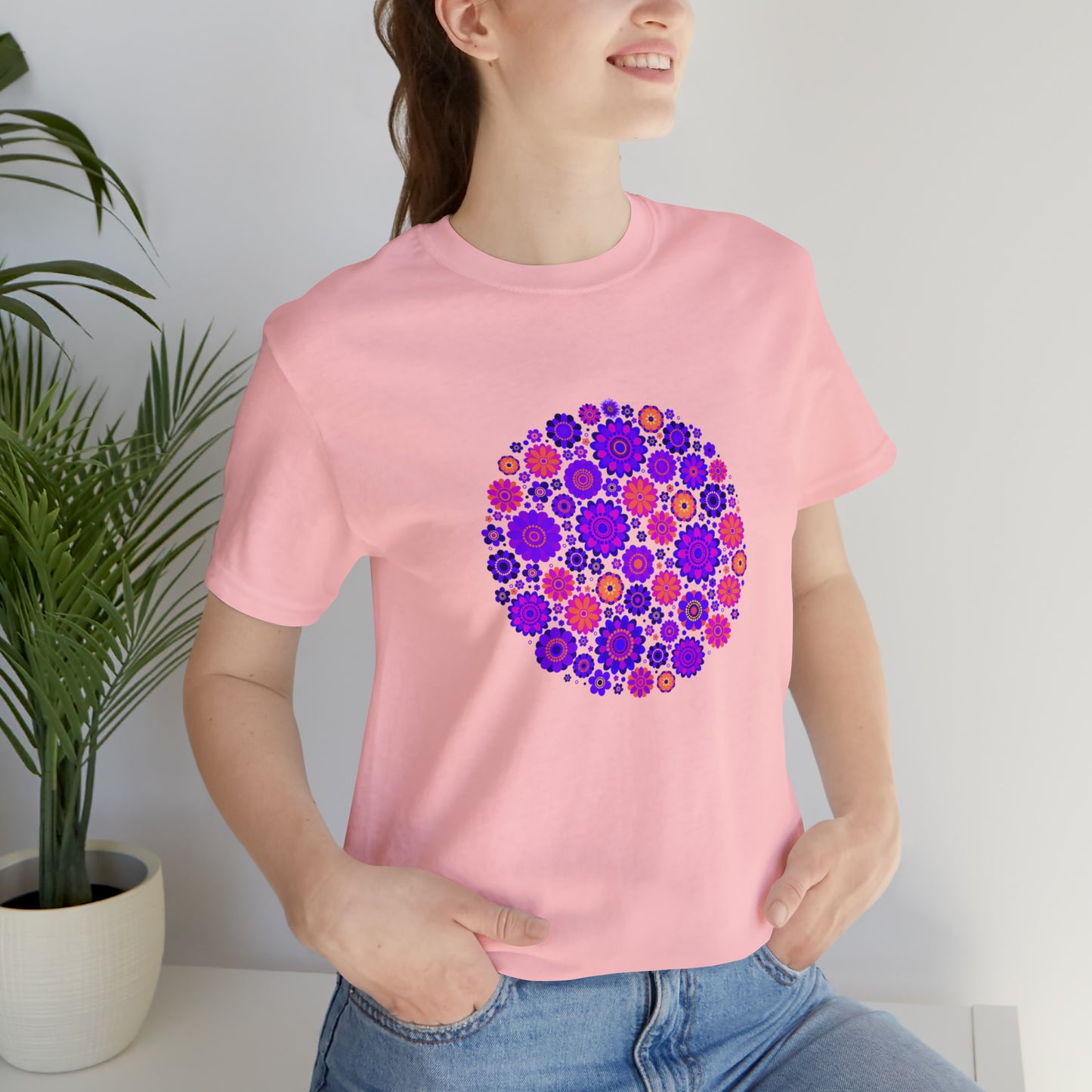 Colorful, Nature, Flowers- Adult, Regular Fit, Soft Cotton,  T-shirt