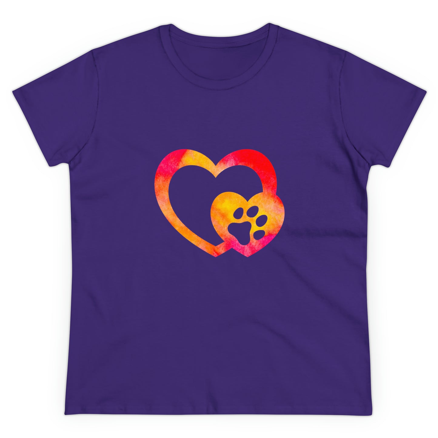 Art, Colorful, Love, Dog Paw- Adult, Semi-fitted, T-shirt