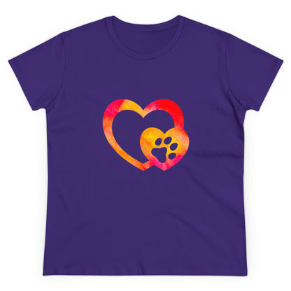 Art, Colorful, Love, Dog Paw- Adult, Semi-fitted, T-shirt