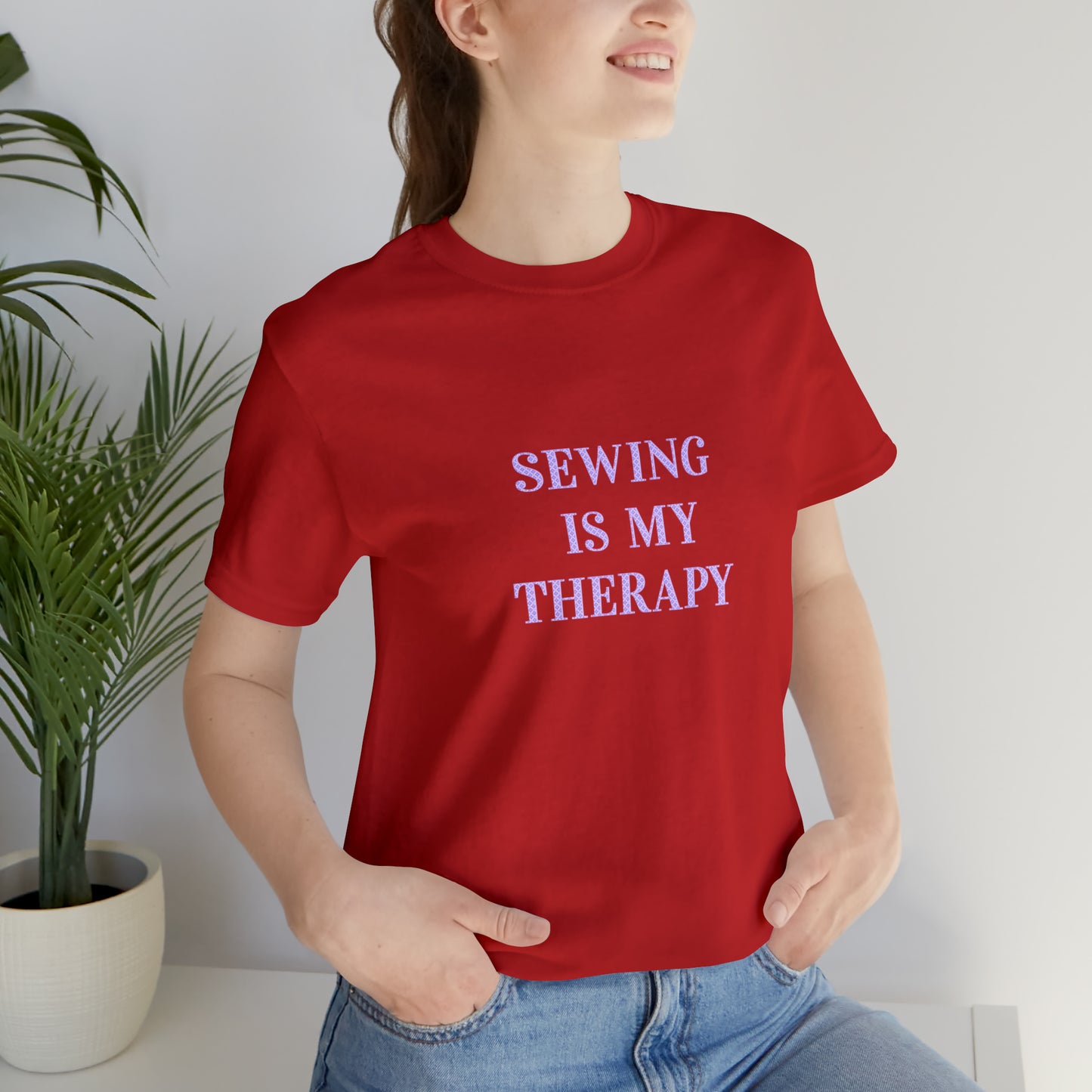Sewing Is My Therapy- Adult, Regular Fit, Soft Cotton, Smaller Size Image, T-shirt