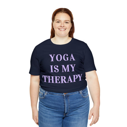 Yoga Is My Therapy- Adult, Regular Fit, Soft Cotton, Full Size Image, T-shirt