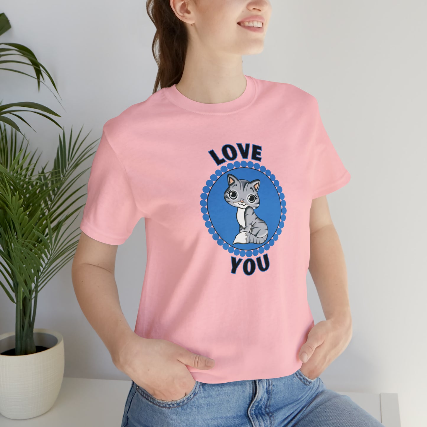 Cat, Love You, Animals- Adult, Regular Fit, Soft Cotton, T-shirt