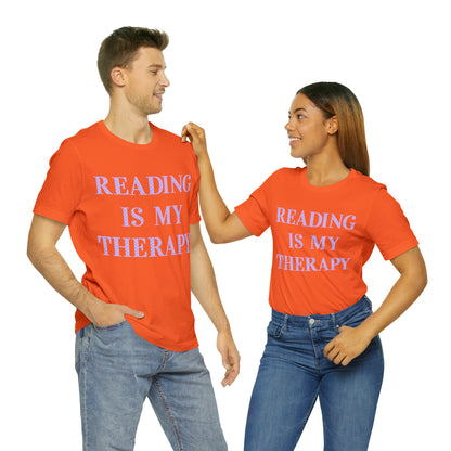 Reading Is My Therapy- Adult, Regular Fit, Soft Cotton, Full Size Image T-Shirt