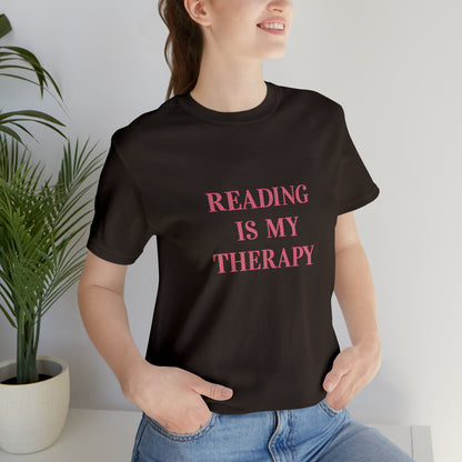 Hobby, Reading Is My Therapy, Words, Books- Adult, Regular Fit, Soft Cotton, Smaller Size Image T-Shirt