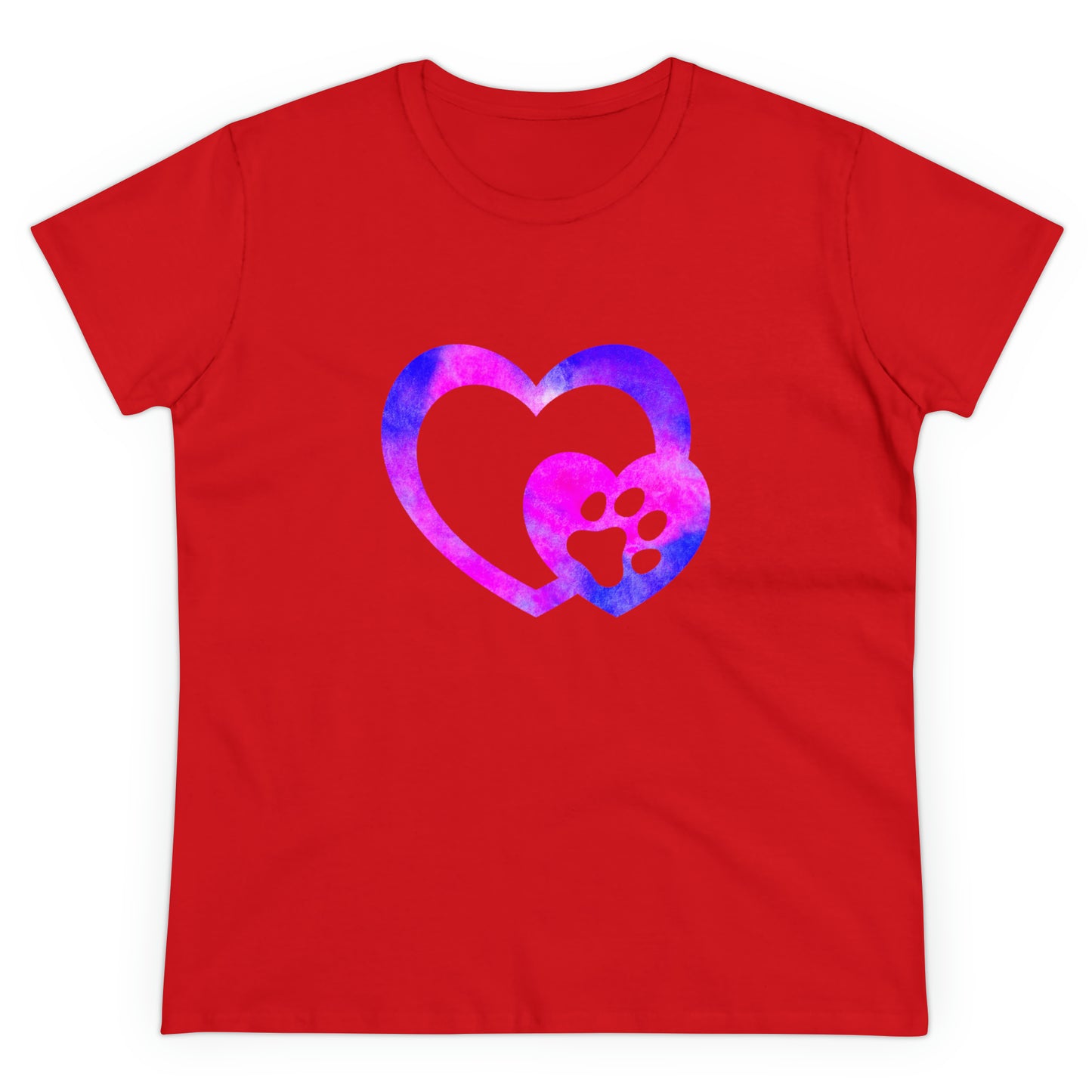 Art, Colorful, Love, Dog Paw- Adult, Semi-fitted, T-shirt