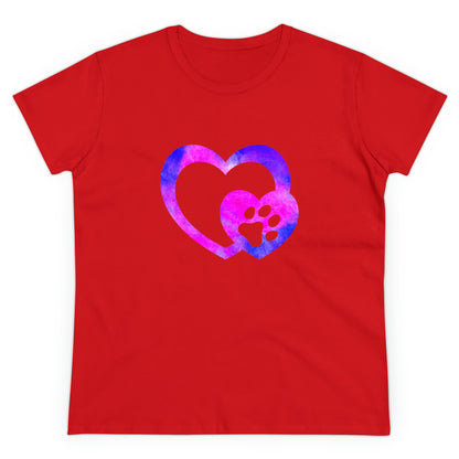 Art, Colorful, Love, Dog Paw- Adult, Semi-fitted, T-shirt