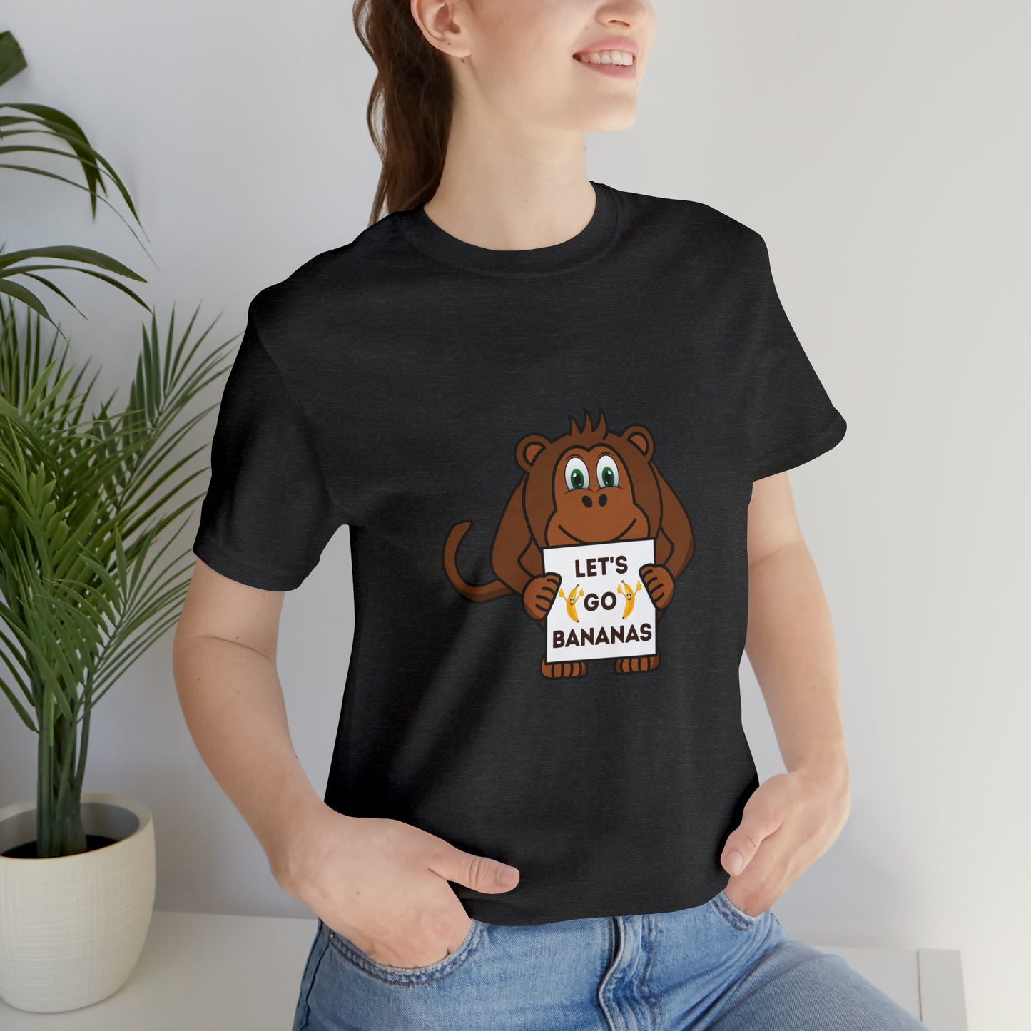 Monkey, Let's Go Bananas, Animals- Adult, Regular Fit, Soft Cotton, T-shirt