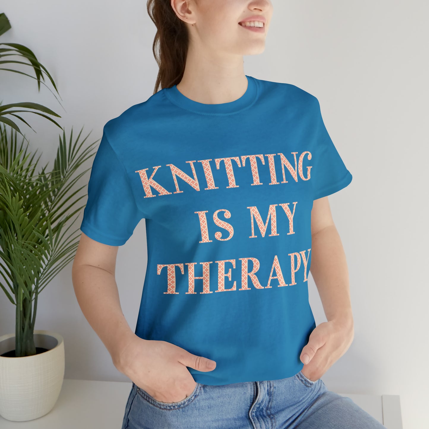 Knitting Is My Therapy- Adult, Regular Fit, Soft Cotton T-shirt