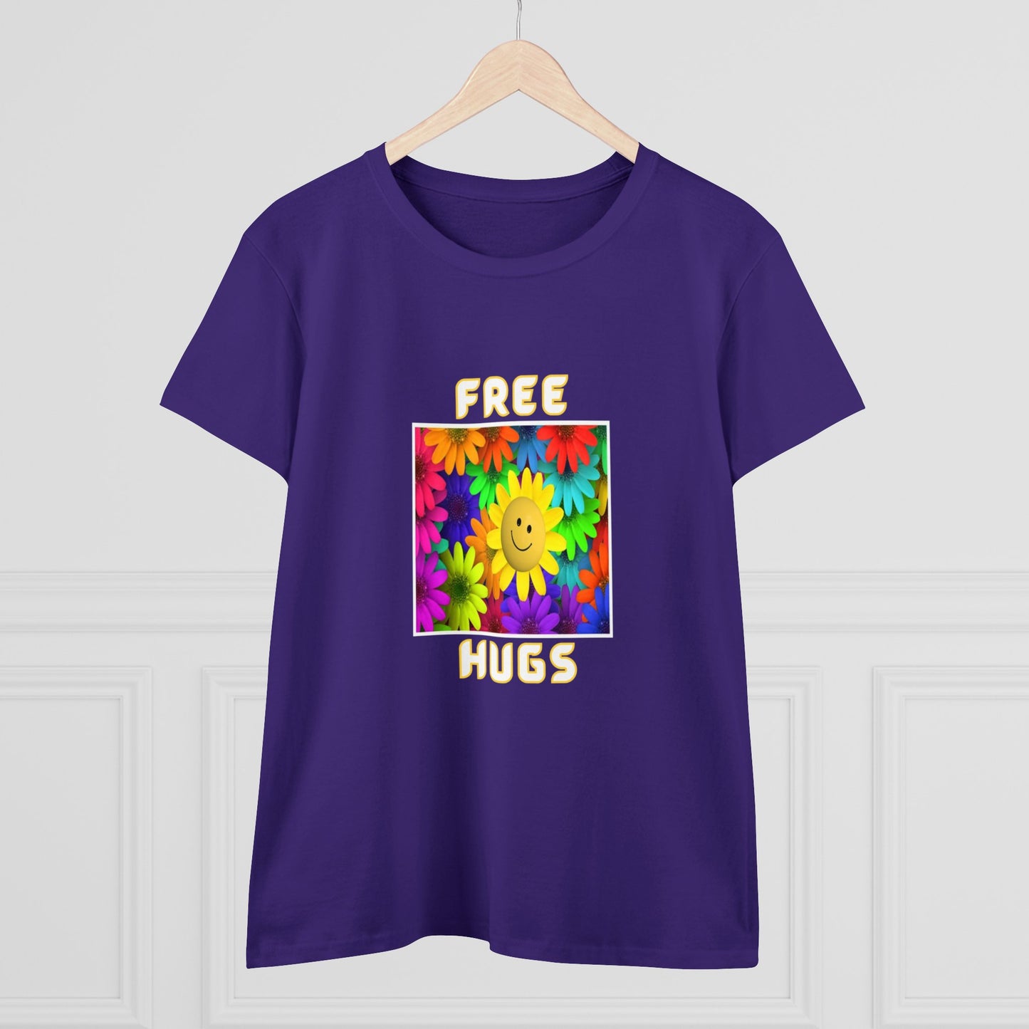 Positive, Art, Colorful, Nature, Flowers, Free Hugs- Adult, Semi-fitted, T-shirt