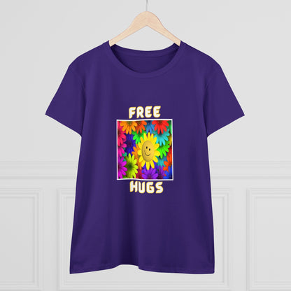 Positive, Art, Colorful, Nature, Flowers, Free Hugs- Adult, Semi-fitted, T-shirt