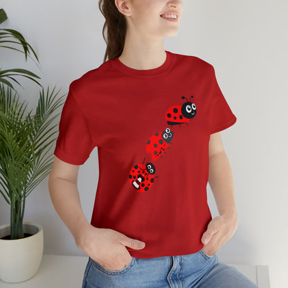 Ladybug Crossing Bug, Flowers, Plants- Adult, Regular Fit, Soft Cotton, T-shirt
