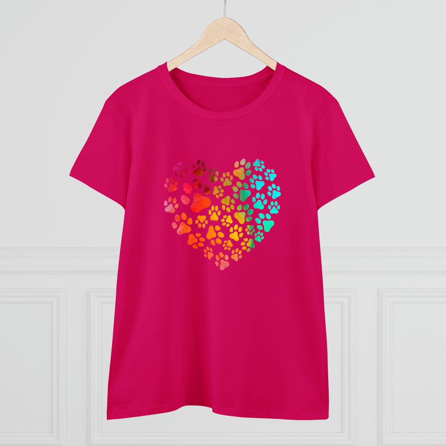 Art, Colorful, Love, Dog Paw- Adult, Semi-fitted, T-shirt