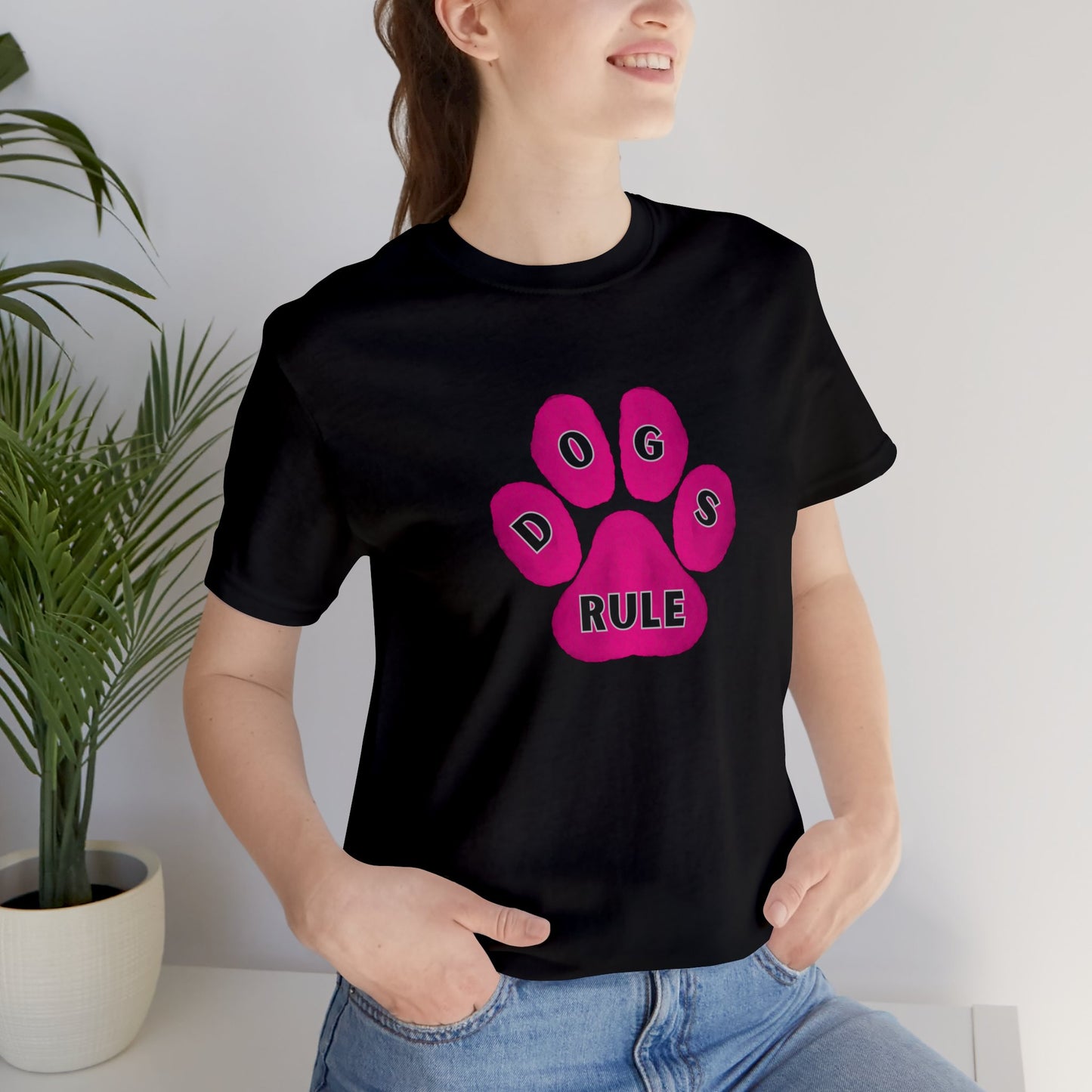 Art, Colorful, Dog Paw, Dogs Rule- Adult, Regular Fit, Soft Cotton, T-shirt
