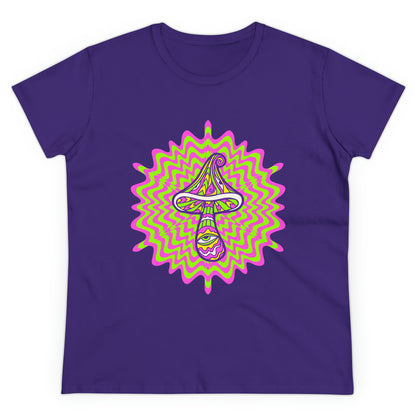 Colorful, Retro Mushrooms- Adult, Semi-fitted, Smaller Size Image, T-shirt