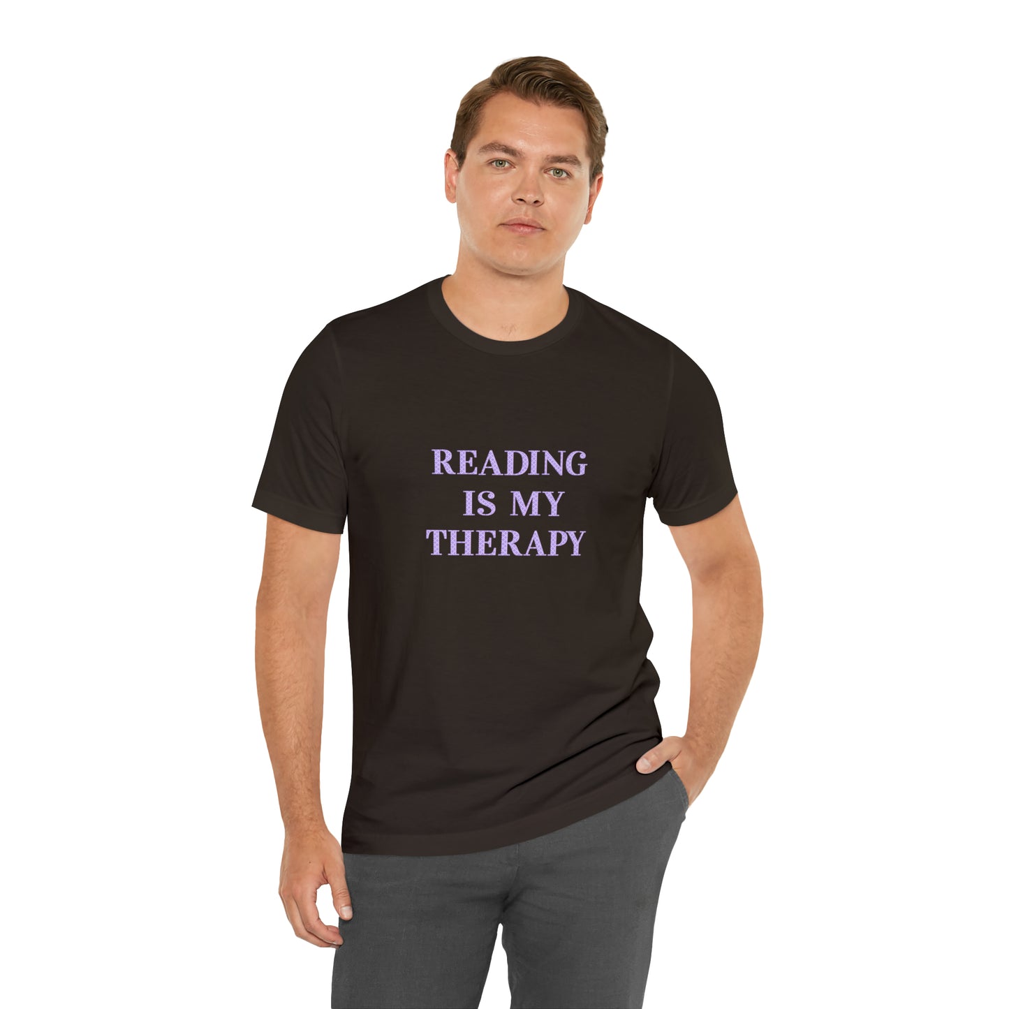 Hobby, Reading Is My Therapy, Books- Adult, Regular Fit, Soft Cotton, Smaller Size Image T-Shirt
