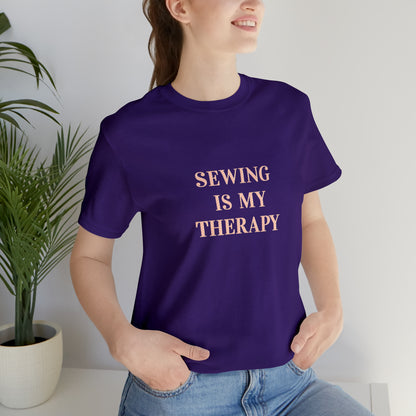 Hobby, Sewing Is My Therapy- Adult, Regular Fit, Soft Cotton, Smaller Size Image, T-shirt