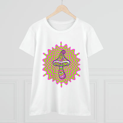 Colorful, Retro Mushrooms- Adult, Semi-fitted, Smaller Size Image, T-shirt