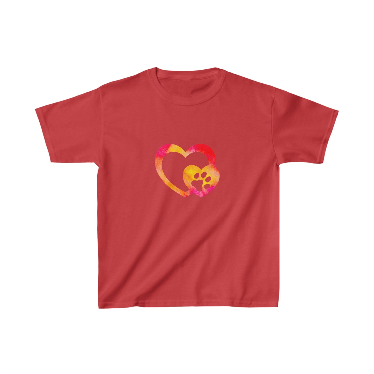 Animals, Dogs Clothing. T-shirt with jacket and boots. The dog t-shirt has a red and orange heart with a dog paw.
