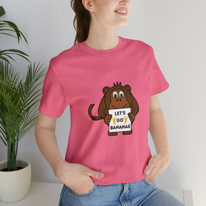 Monkey, Let's Go Bananas, Animals- Adult, Regular Fit, Soft Cotton, T-shirt