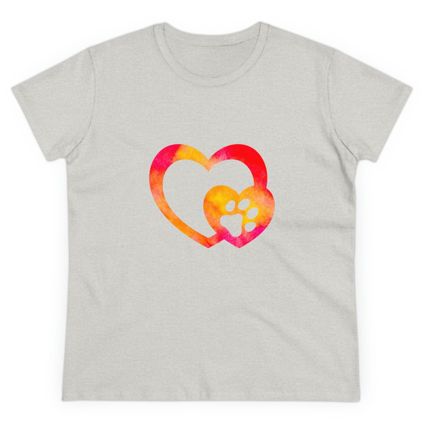 Art, Colorful, Love, Dog Paw- Adult, Semi-fitted, T-shirt