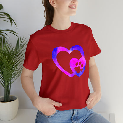 Art, Colorful, Love, Dog Paw- Adult, Regular Fit, Soft Cotton, T-shirt