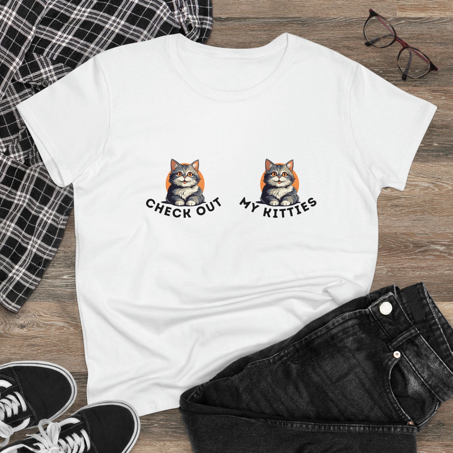 Kitty Cat T-Shirt / Check Out My Kitties Semi-Fitted Shirt / Unisex Jersey Short Sleeve Tee / Humorous Pet Clothes