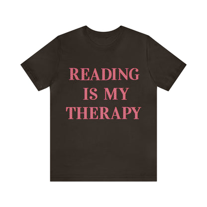 Reading Is My Therapy- Adult, Regular Fit, Soft Cotton, Full Size Image T-Shirt