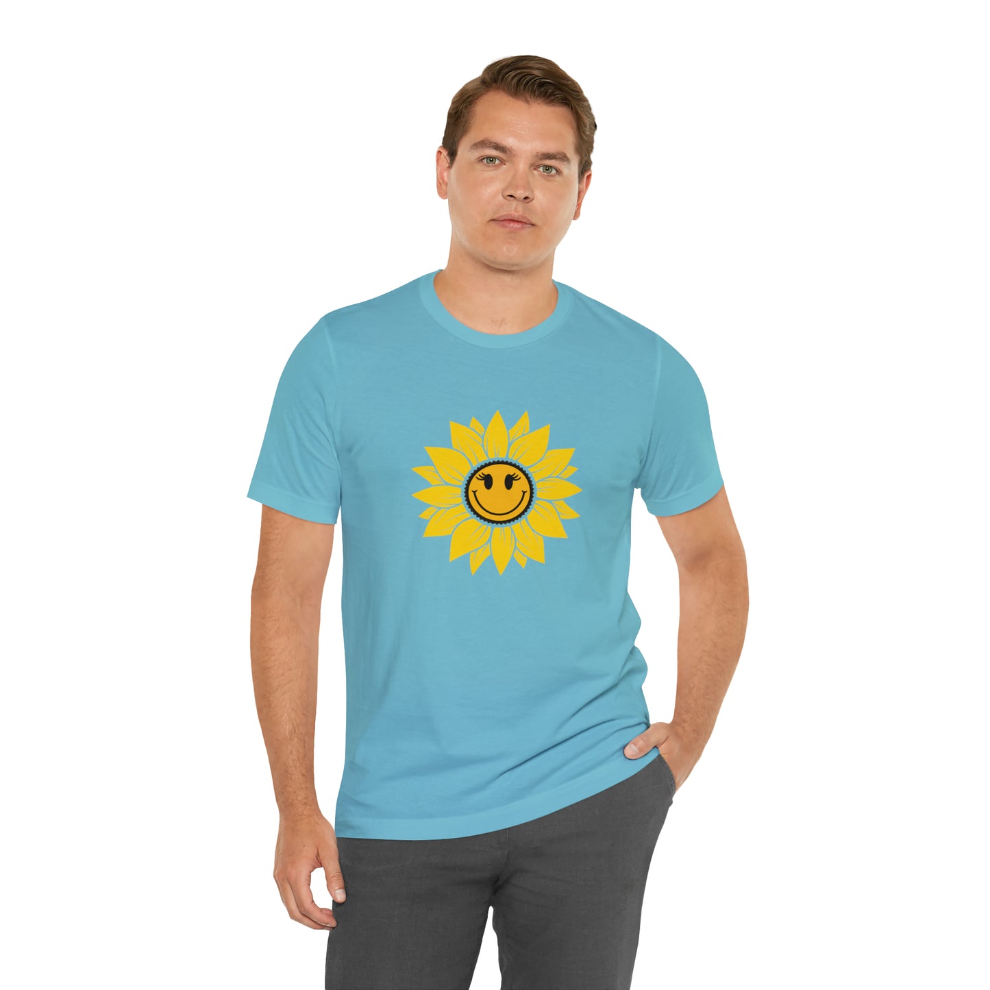 Positive, Sunflower, Nature, Gardens, Flowers, Garden- Adult, Regular Fit, Soft Cotton, T-shirt