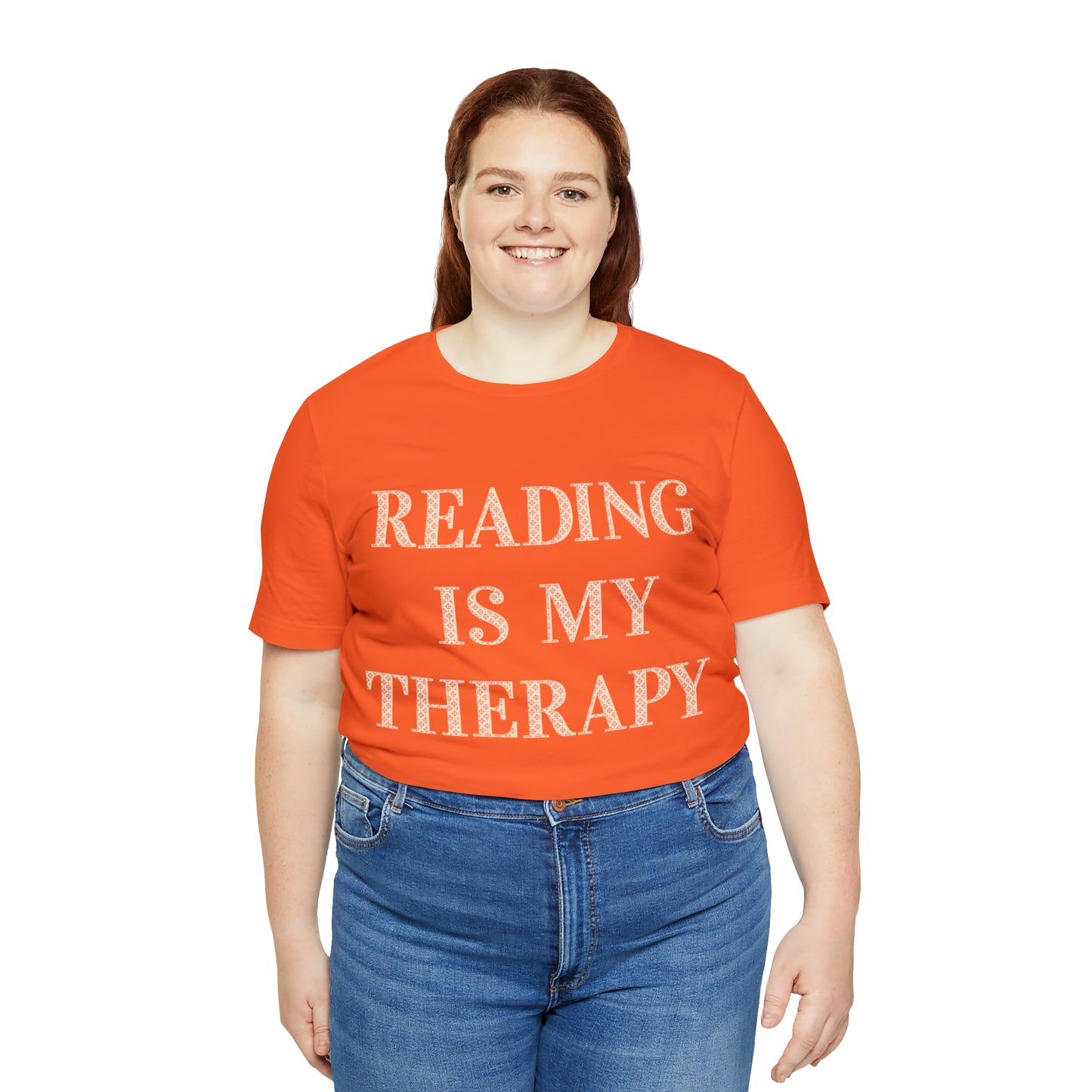 Reading Is My Therapy- Adult, Regular Fit, Soft Cotton, Full Size Image T-Shirt