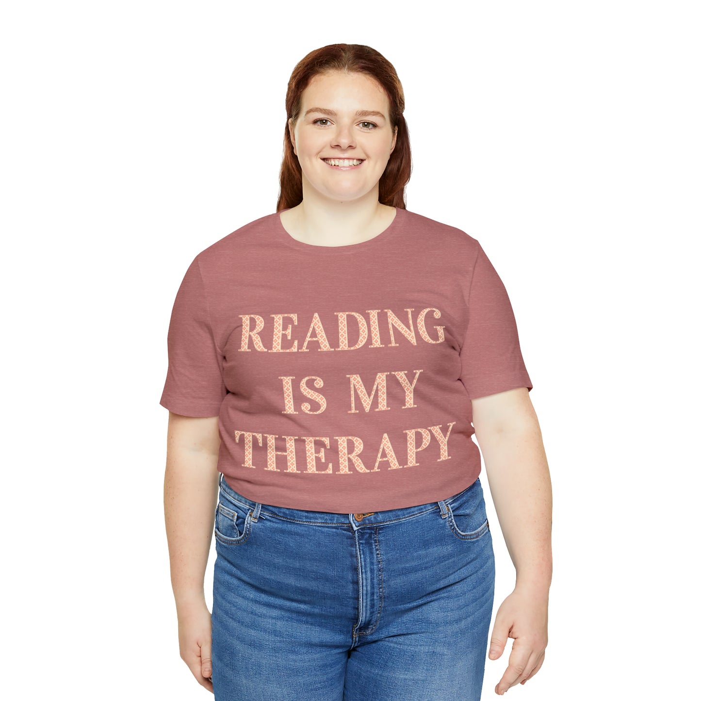 Reading Is My Therapy- Adult, Regular Fit, Soft Cotton, Full Size Image T-Shirt