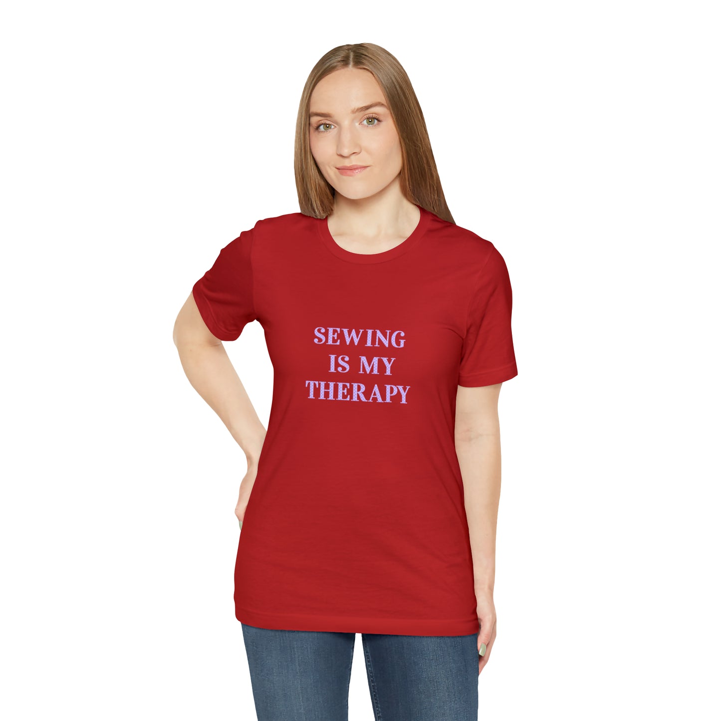 Sewing Is My Therapy- Adult, Regular Fit, Soft Cotton, Smaller Size Image, T-shirt