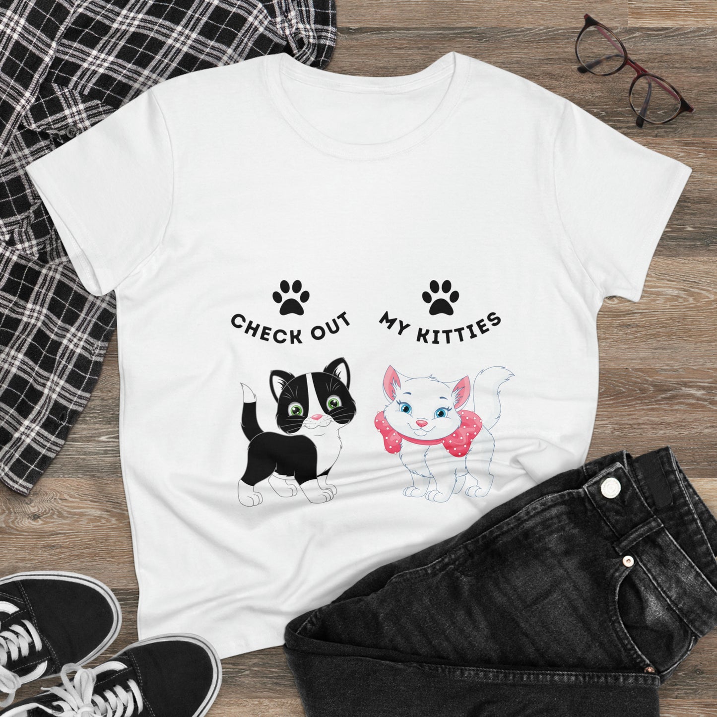 Kitty Cat T-Shirt / Check Out My Kitties Semi-Fitted Shirt / Unisex Jersey Short Sleeve Tee / Humorous Pet Clothes