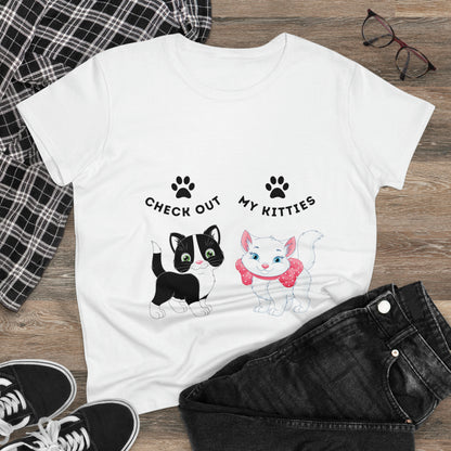 Kitty Cat T-Shirt / Check Out My Kitties Semi-Fitted Shirt / Unisex Jersey Short Sleeve Tee / Humorous Pet Clothes