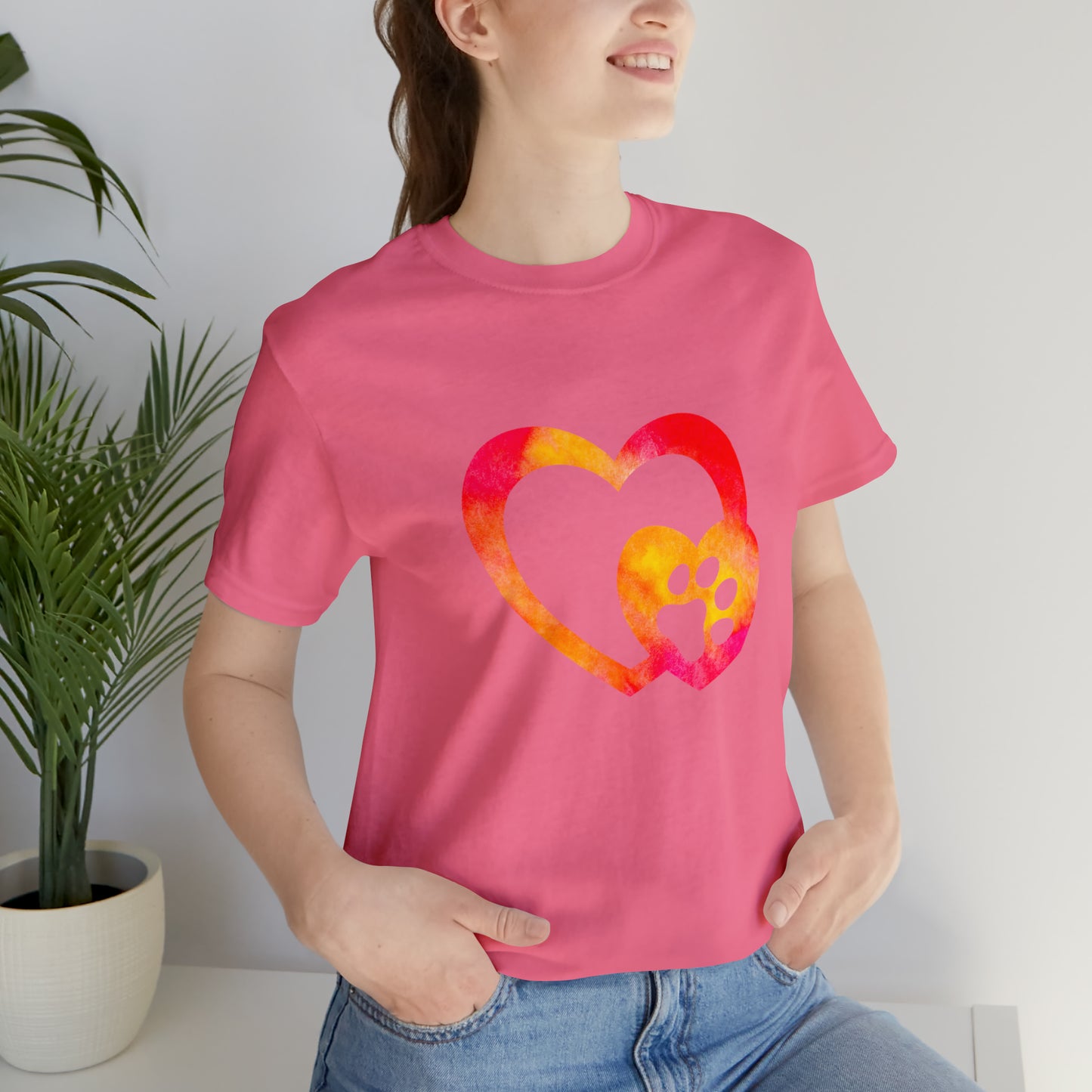 Art, Colorful, Love, Dog Paw- Adult, Regular Fit, Soft Cotton, T-shirt