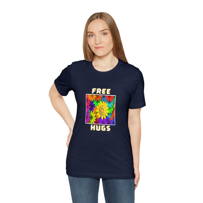 Positive, Art, Colorful, Nature, Flowers, Free Hugs- Adult, Regular Fit, Soft Cotton,  T-shirt