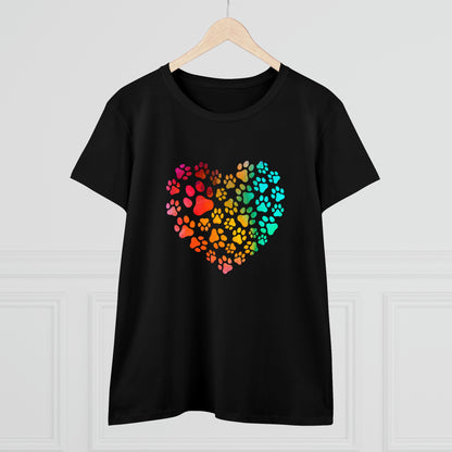 Art, Colorful, Love, Dog Paw- Adult, Semi-fitted, T-shirt