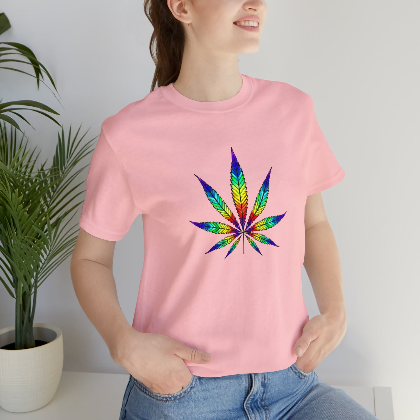Art, Plant, Colorful Leaf, Nature- Adult- Adult, Regular Fit, Soft Cotton, Smaller Size Image, T-shirt