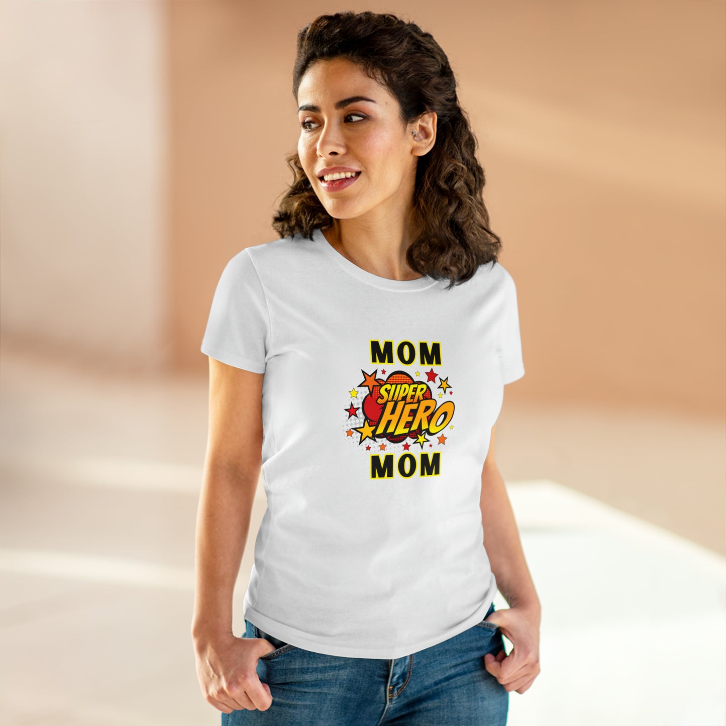 Family, Mom, Superhero, Positive- Adult, Semi-fitted, T-shirt