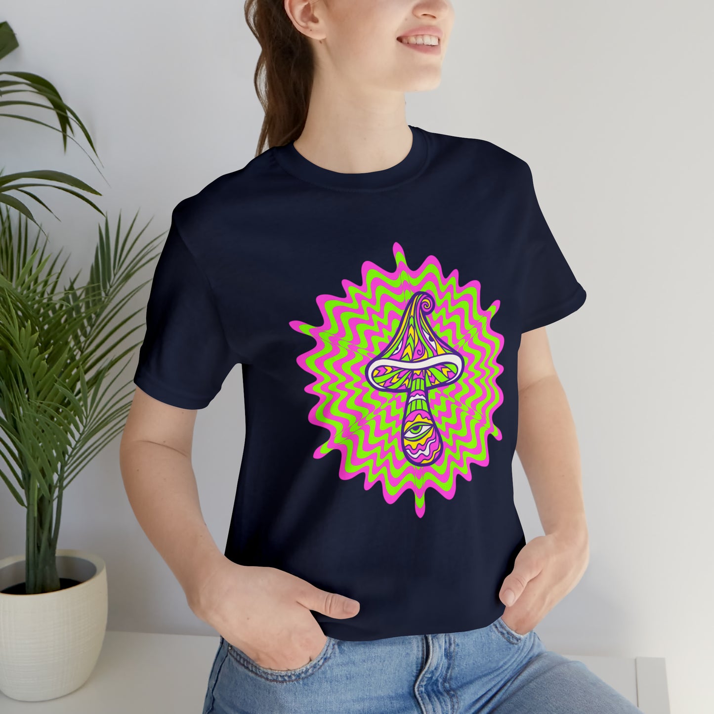 Colorful, Retro Mushrooms T-shirt- Adult, Regular Fit, Soft Cotton, T-shirt