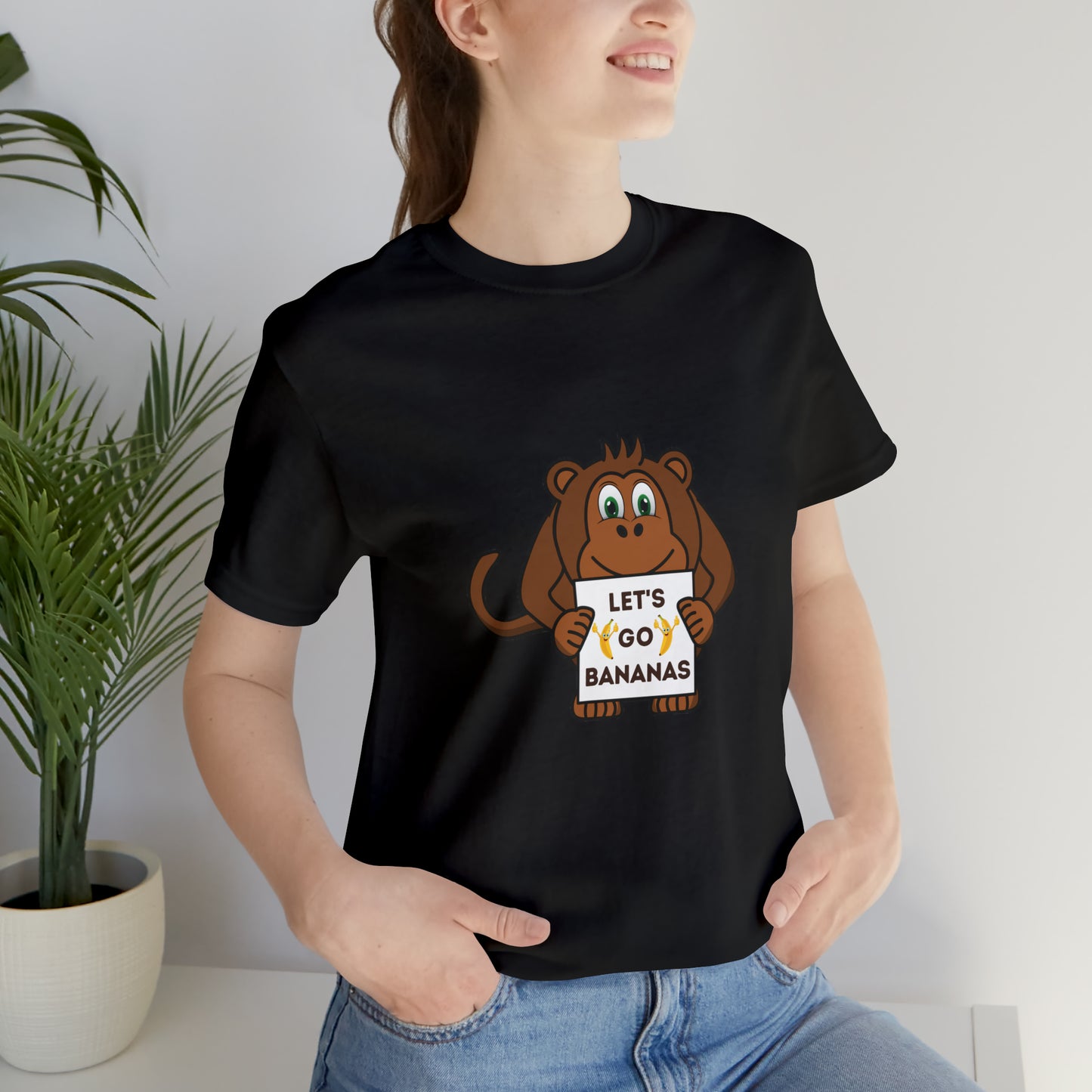 Monkey, Let's Go Bananas, Animals- Adult, Regular Fit, Soft Cotton, T-shirt