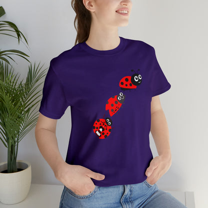 Ladybug Crossing Bug, Flowers, Plants- Adult, Regular Fit, Soft Cotton, T-shirt