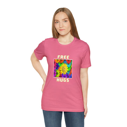 Positive, Art, Colorful, Nature, Flowers, Free Hugs- Adult, Regular Fit, Soft Cotton,  T-shirt