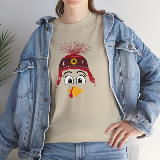 Thanksgiving Funny, Cute Turkey face T-shirt-Unisex Heavy Cotton Tee